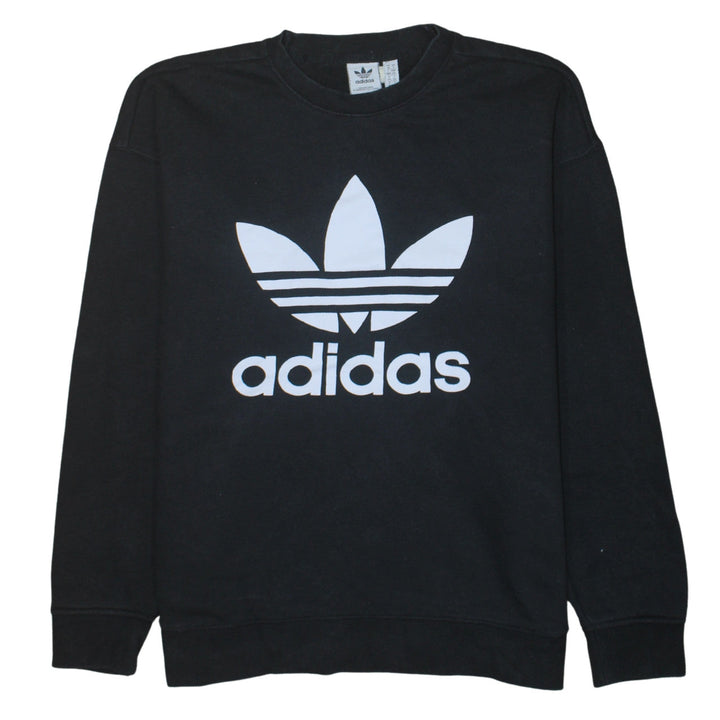 Adidas Womens Black Crew Neck Pullover Sweatshirt Size XL