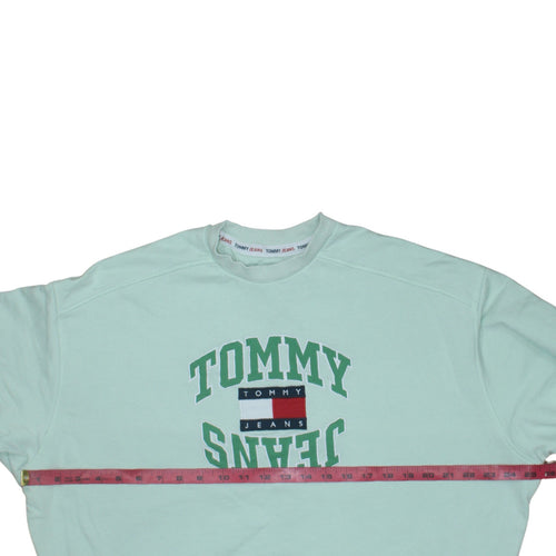 Tommy Jeans Womens Mint Green Small Pullover Sweatshirt Crew Neck Cotton