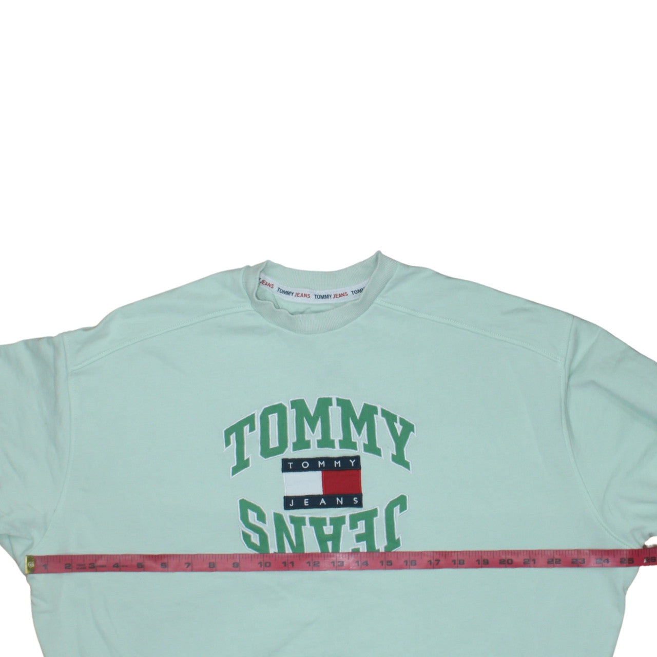 Tommy Jeans Womens Mint Green Small Pullover Sweatshirt Crew Neck Cotton