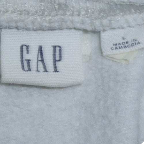 GAP Women Grey Pullover Hoodie L Logo Cotton Blend Casual