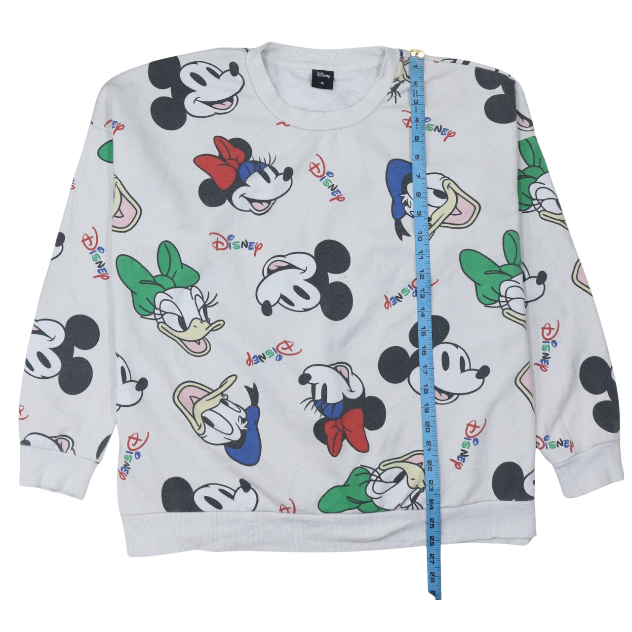 Disney Women White Multicoloured XL Pullover Sweatshirt with Mickey & Friends Print
