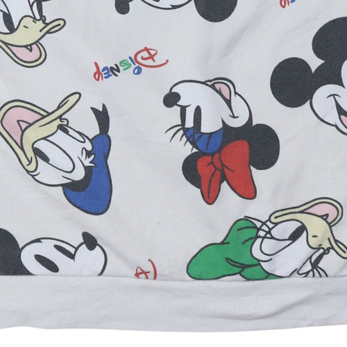 Disney Women White Multicoloured XL Pullover Sweatshirt with Mickey & Friends Print