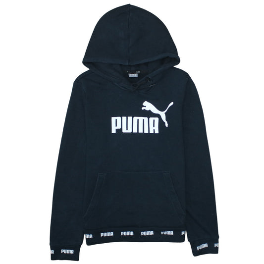 Puma Mens Black XS Pullover Hoodie Logo Fleece Sweatshirt