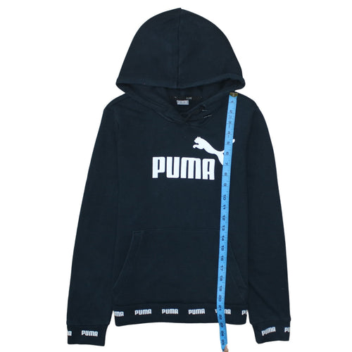 Puma Mens Black XS Pullover Hoodie Logo Fleece Sweatshirt