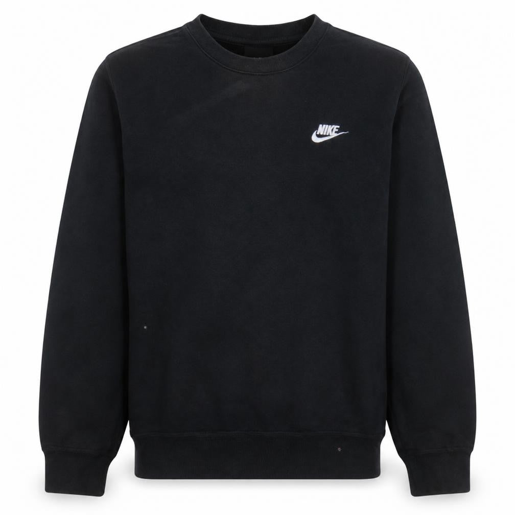 Front view of Nike Men's Black XS Pullover Sweatshirt Crew Neck Fleece