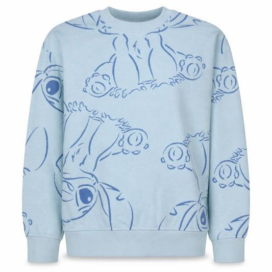 Front view of Disney Primark Women Blue Stitch Crew Neck Sweatshirt XS