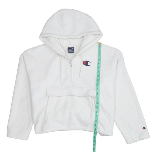 Champion Women's White Medium 1/2 Zip Hooded Fleece Sweatshirt