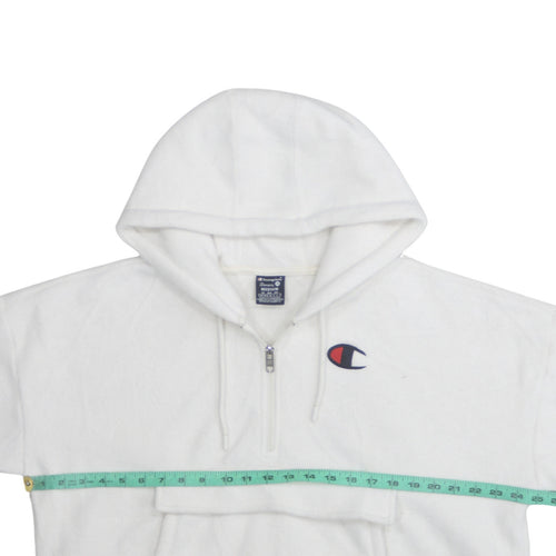 Champion Women's White Medium 1/2 Zip Hooded Fleece Sweatshirt