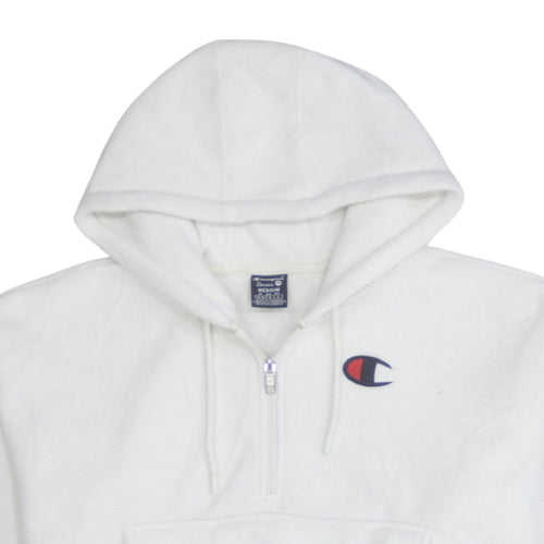 Champion Women's White Medium 1/2 Zip Hooded Fleece Sweatshirt