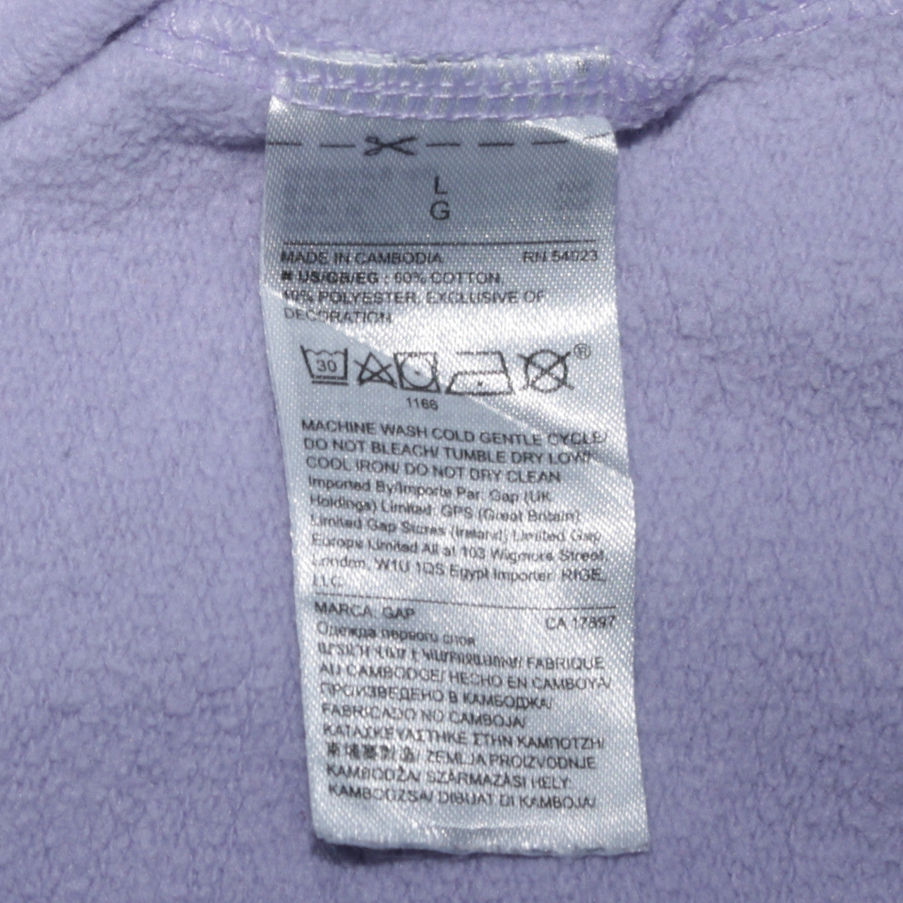 GAP Women Lilac Hoodie Large Cotton Blend Pullover Classic Fit