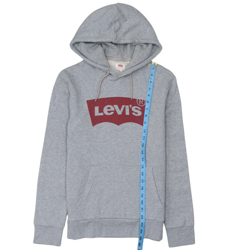 Levi's Men's Grey Pullover Hoodie Small Logo Fleece Sweatshirt
