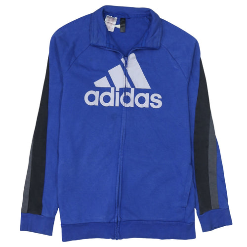 Adidas Boys Blue Track Jacket 15-16 Years Full Zip Activewear Top