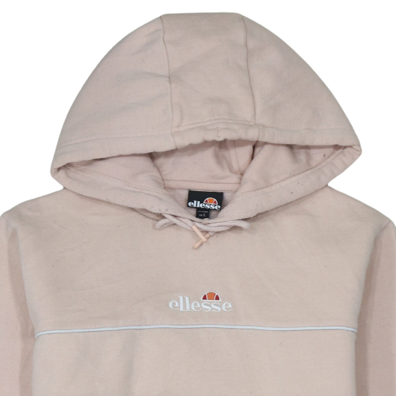 Ellesse Men's Beige Pullover Hoodie L Embroidered Logo Fleece