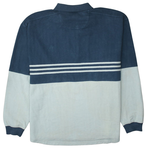 Adidas Men’s Blue Striped 1/4 Zip Collared Sweatshirt Size L