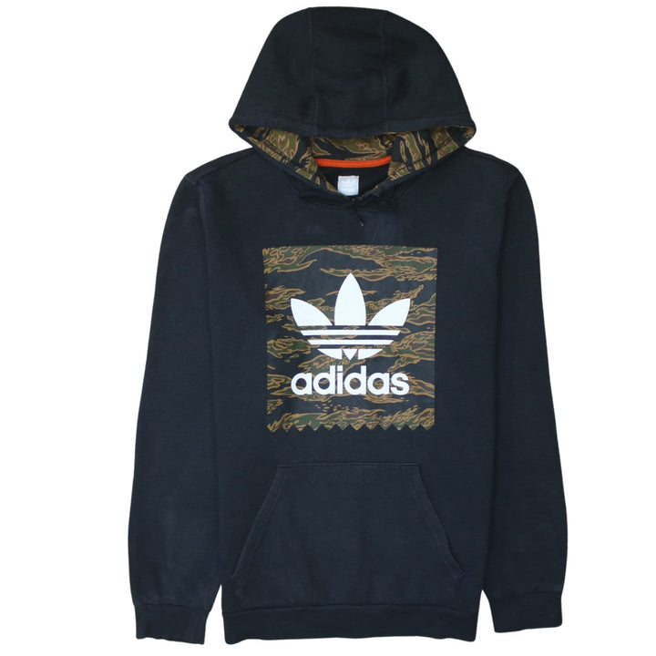 adidas Men’s Black Pullover Hoodie Small Camouflage Logo Fleece