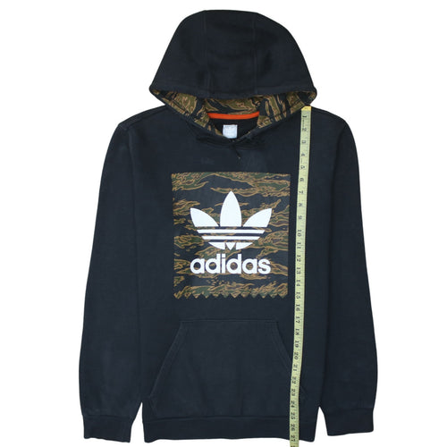 adidas Men’s Black Pullover Hoodie Small Camouflage Logo Fleece