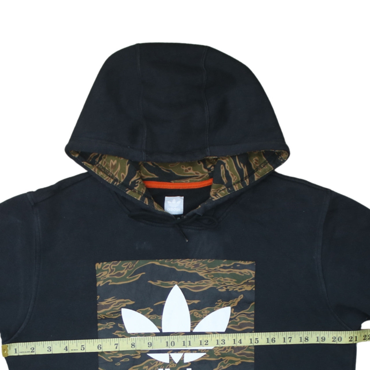 adidas Men’s Black Pullover Hoodie Small Camouflage Logo Fleece