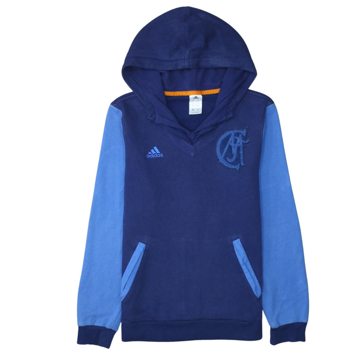 Adidas Men's Blue Pullover Hoodie Small Embroidered Logo Sportswear