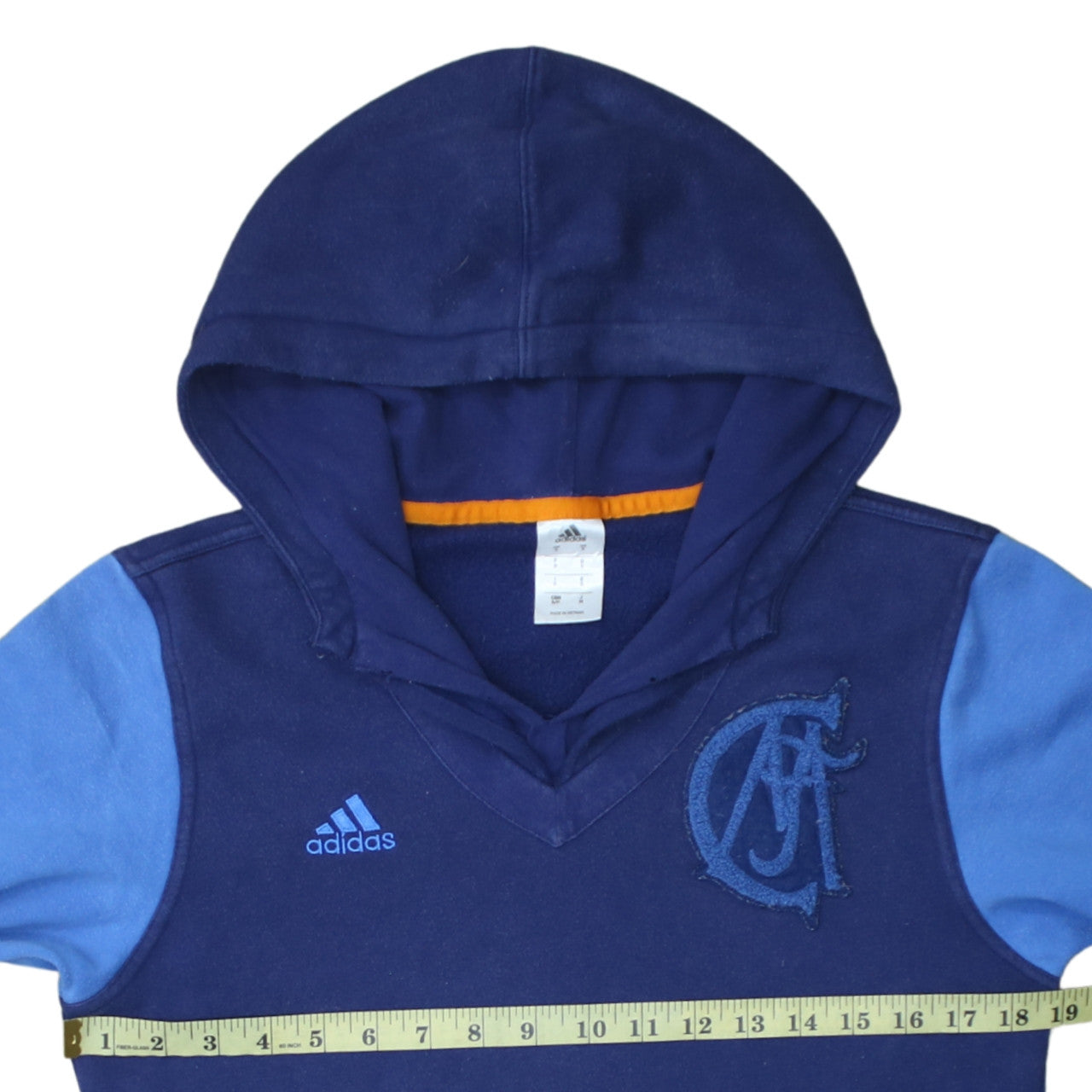 Adidas Men's Blue Pullover Hoodie Small Embroidered Logo Sportswear