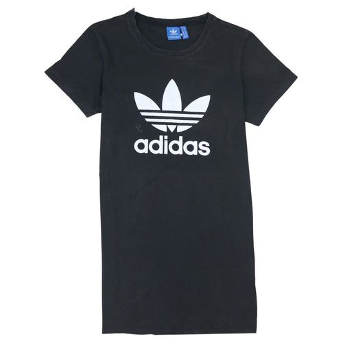 Adidas Womens Black T-Shirt Small Logo Crew Neck Short Sleeve