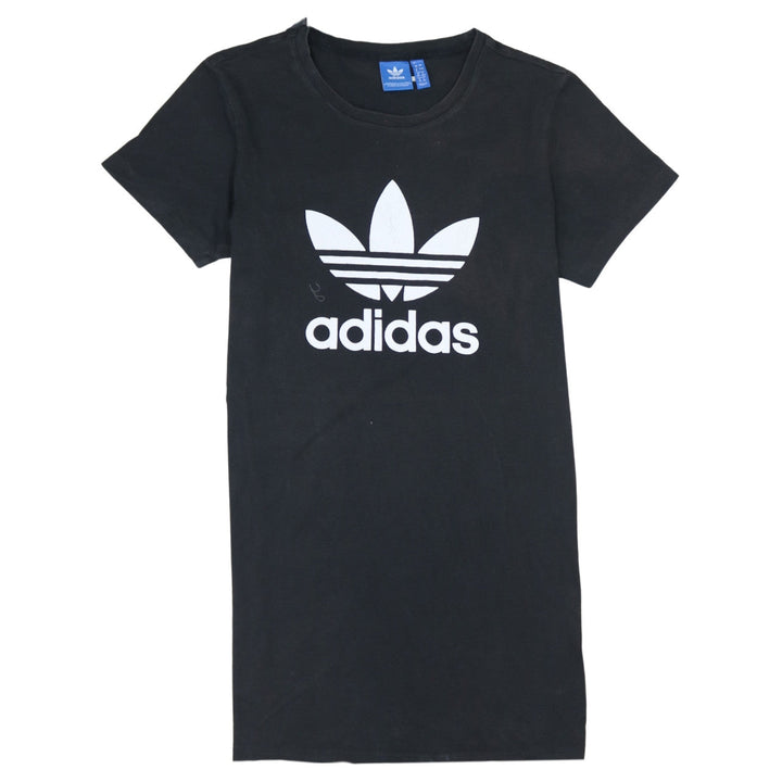 Adidas Womens Black T-Shirt Small Logo Crew Neck Short Sleeve