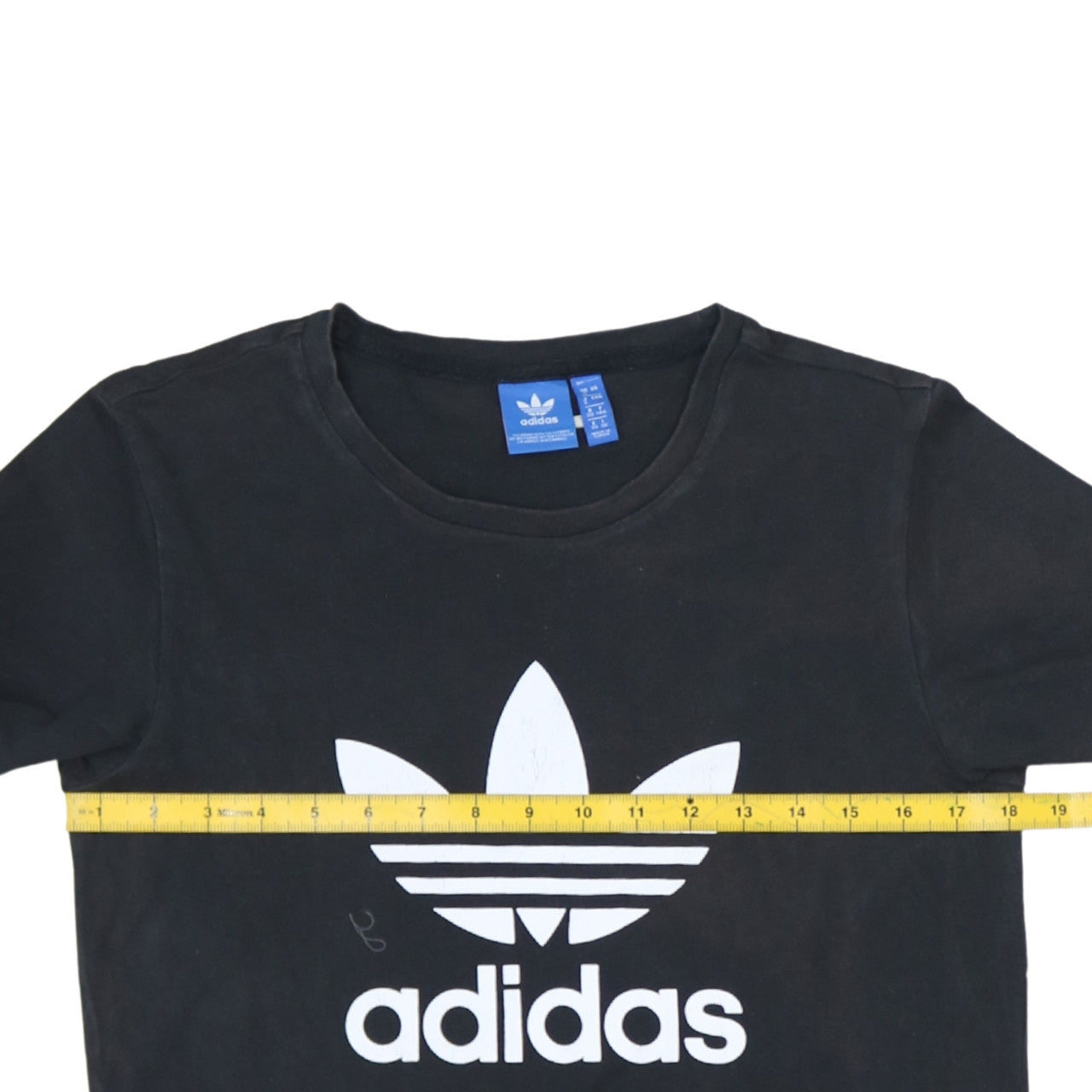 Adidas Womens Black T-Shirt Small Logo Crew Neck Short Sleeve