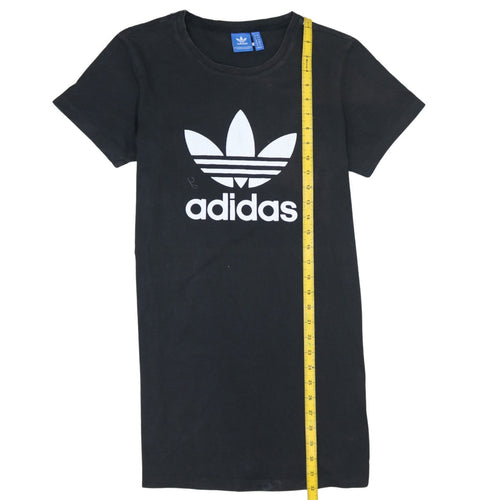 Adidas Womens Black T-Shirt Small Logo Crew Neck Short Sleeve