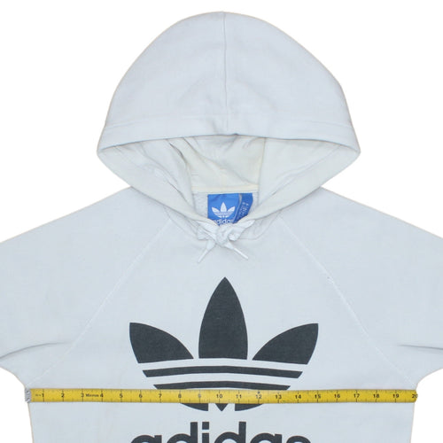 Adidas Men’s White Pullover Hoodie Small Logo Graphic Fleece