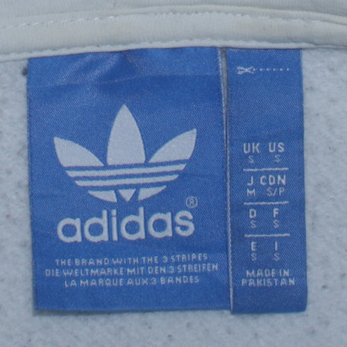 Adidas Men’s White Pullover Hoodie Small Logo Graphic Fleece