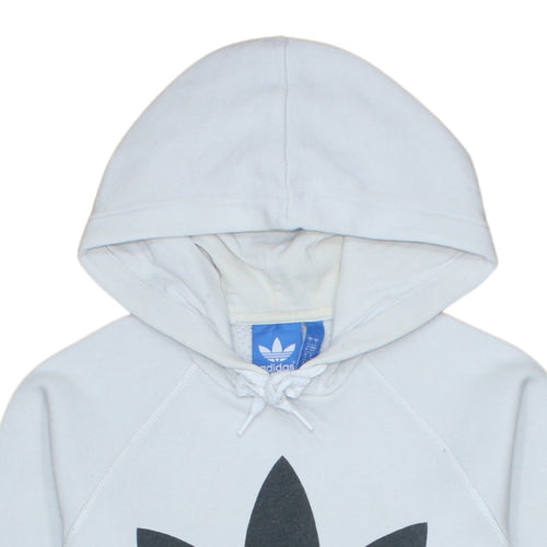 Adidas Men’s White Pullover Hoodie Small Logo Graphic Fleece