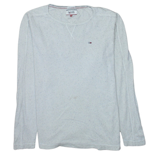 Tommy Hilfiger Denim Men's White Long Sleeve Crew Neck Casual Top Size S