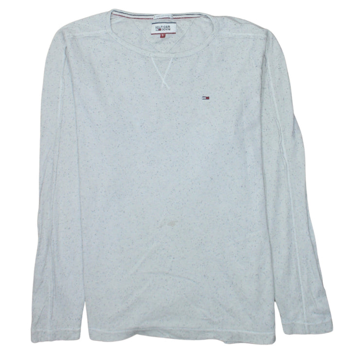 Tommy Hilfiger Denim Men's White Long Sleeve Crew Neck Casual Top Size S