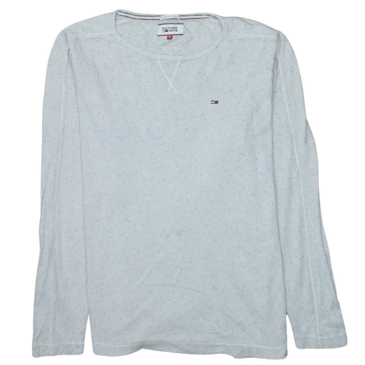 Tommy Hilfiger Denim Men's White Long Sleeve Crew Neck Casual Top Size S