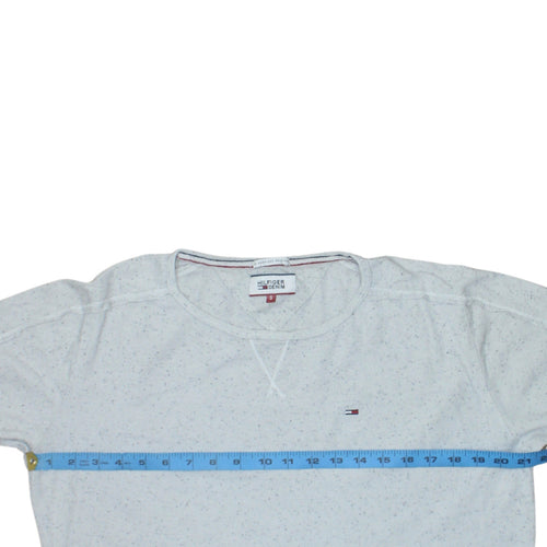 Tommy Hilfiger Denim Men's White Long Sleeve Crew Neck Casual Top Size S