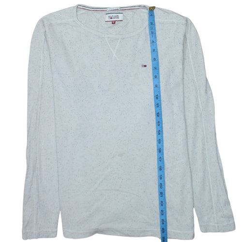 Tommy Hilfiger Denim Men's White Long Sleeve Crew Neck Casual Top Size S