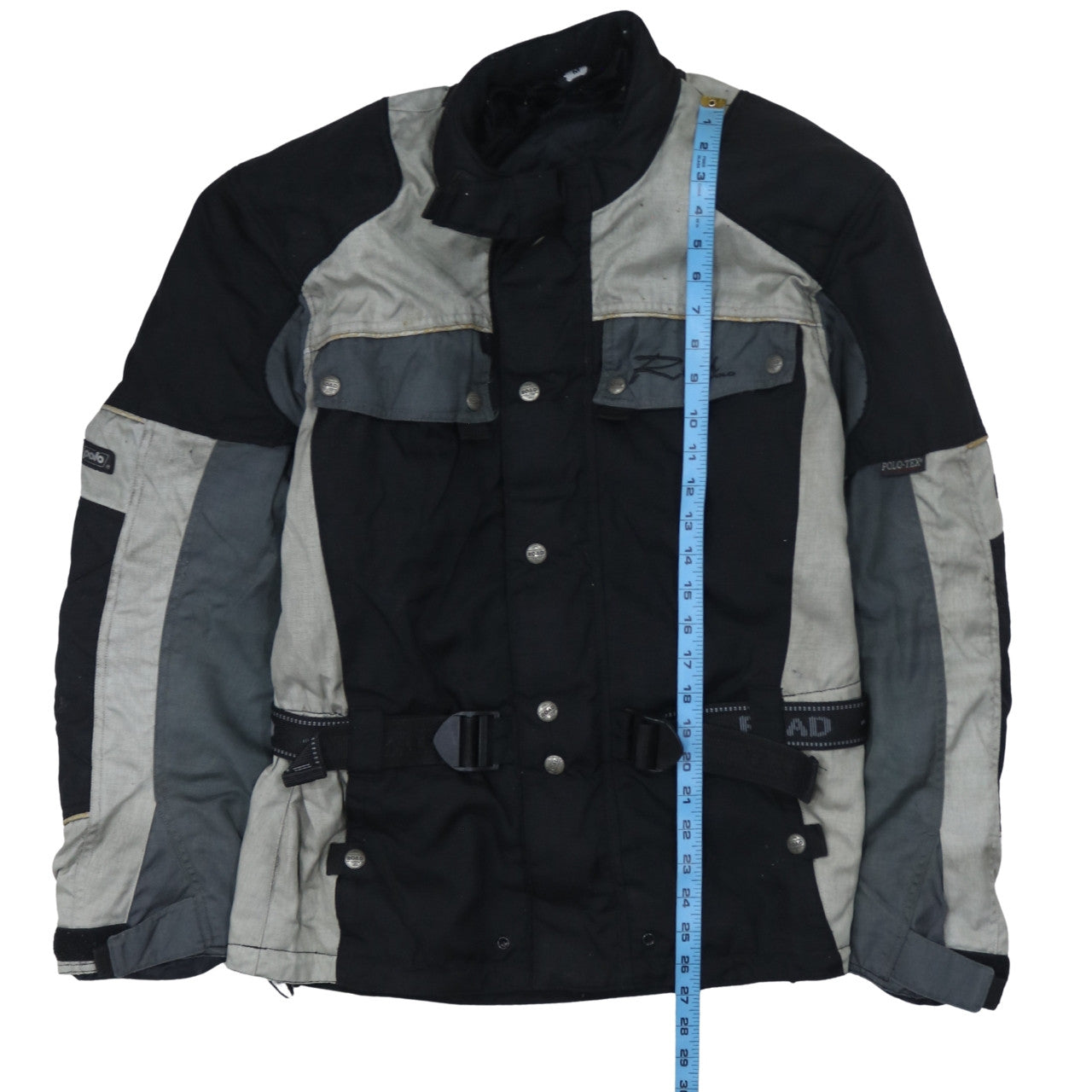 Polo Men's Black Motorcycle Jacket M Waterproof Belted Polyamide