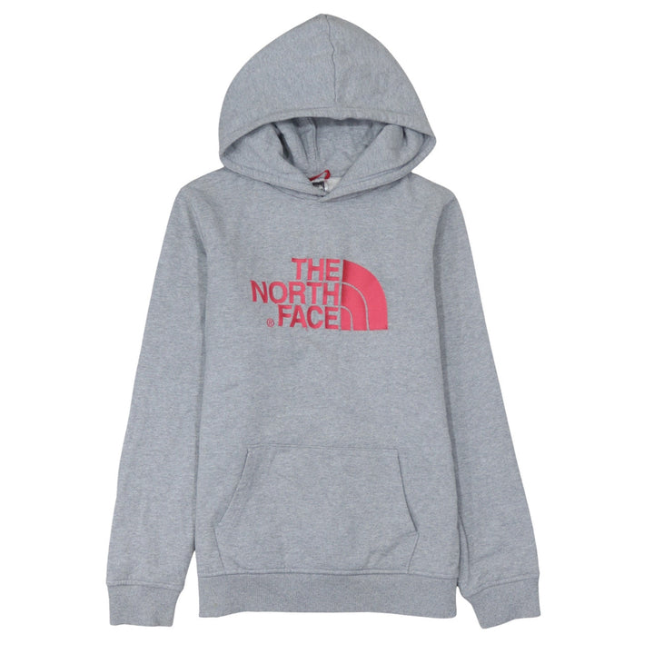 The North Face Girls Grey XL Pullover Hoodie with Pink Logo