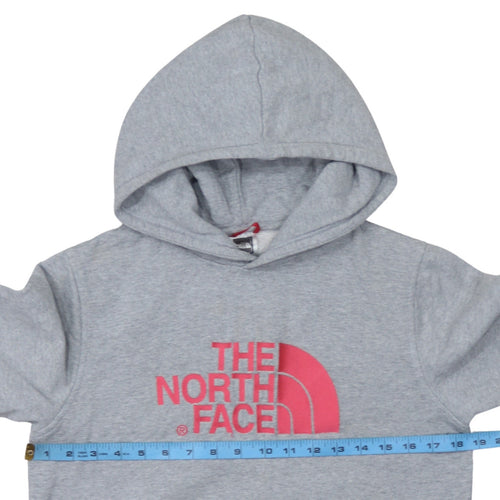The North Face Girls Grey XL Pullover Hoodie with Pink Logo