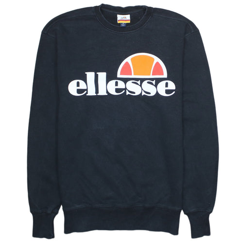 Ellesse Men's Black Small Pullover Sweatshirt Logo Crew Neck