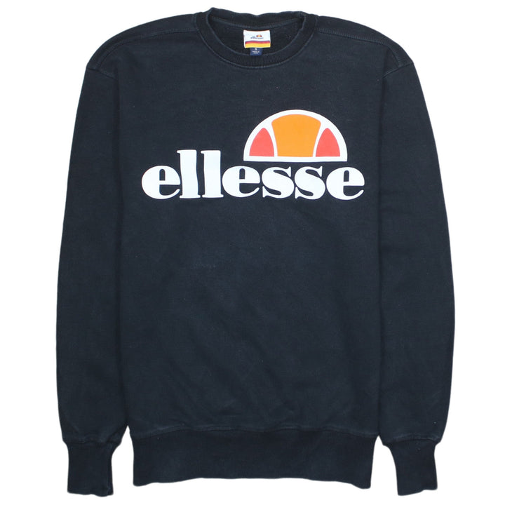 Ellesse Men's Black Small Pullover Sweatshirt Logo Crew Neck