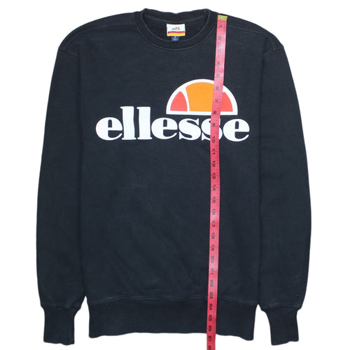 Ellesse Men's Black Small Pullover Sweatshirt Logo Crew Neck
