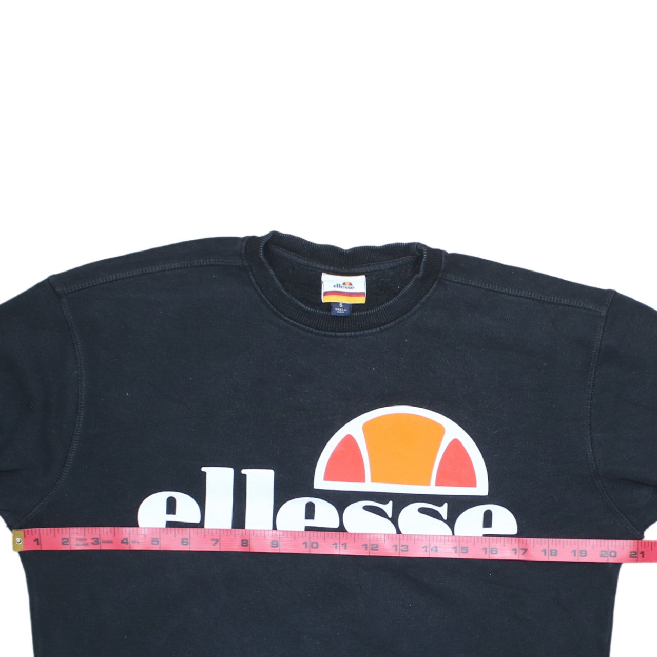 Ellesse Men's Black Small Pullover Sweatshirt Logo Crew Neck