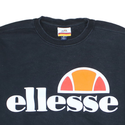 Ellesse Men's Black Small Pullover Sweatshirt Logo Crew Neck