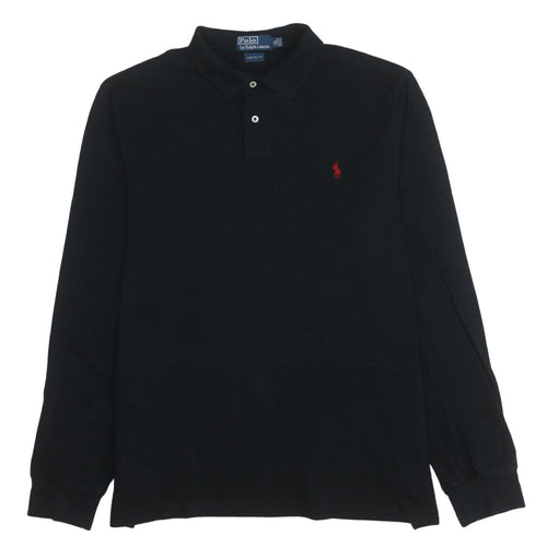 Ralph Lauren Men's Black Long Sleeve Custom Fit Polo Shirt XL