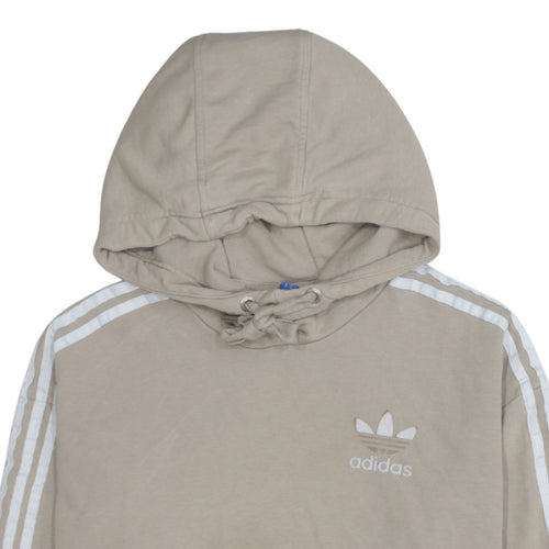 Adidas Women Beige Hooded Pullover Hoodie Size XS Classic Trefoil