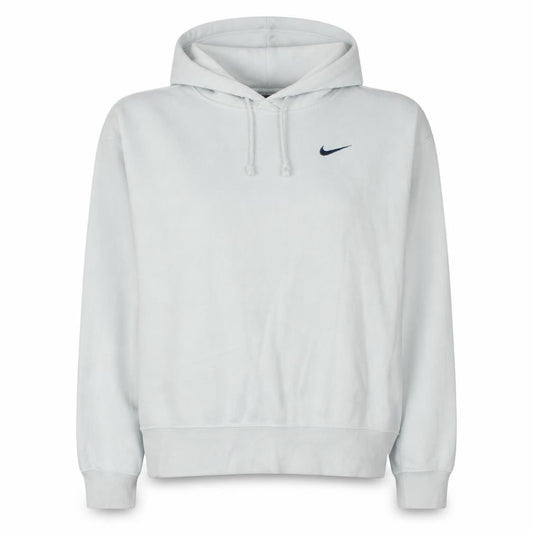 Front view of Nike Women White Pullover Hoodie Medium Cotton Blend Logo Casual