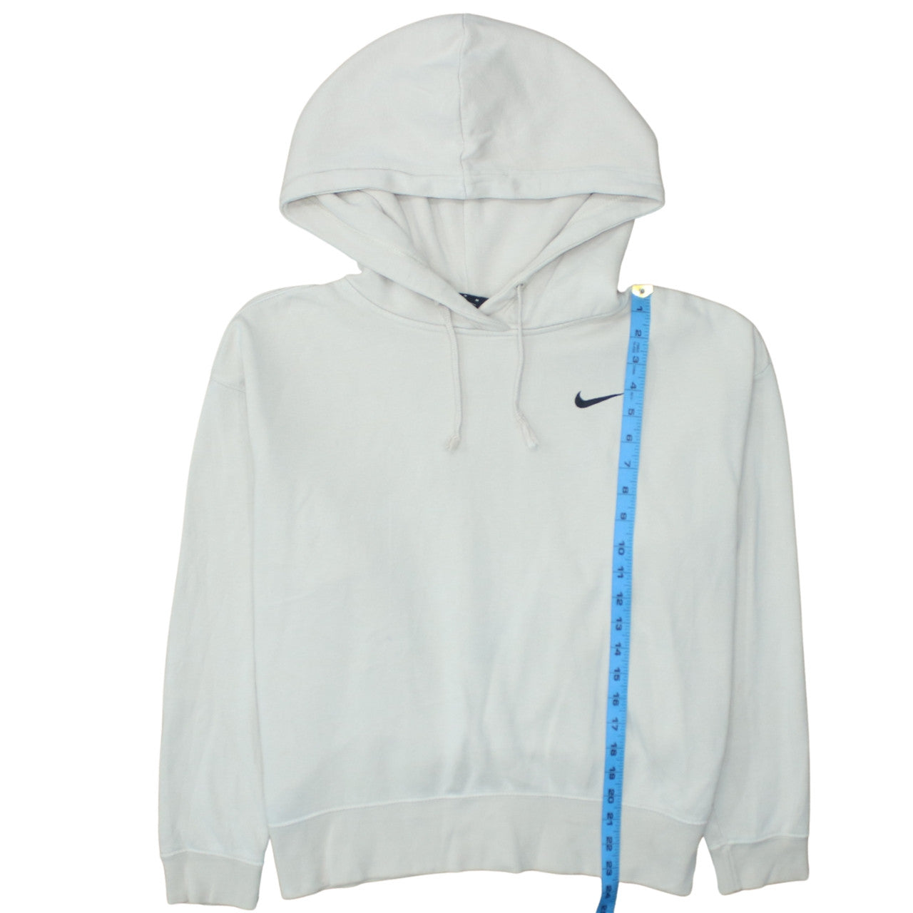 Nike Women White Pullover Hoodie Medium Cotton Blend Logo Casual