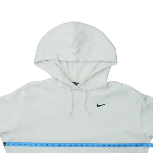 Nike Women White Pullover Hoodie Medium Cotton Blend Logo Casual