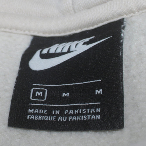 Nike Women White Pullover Hoodie Medium Cotton Blend Logo Casual