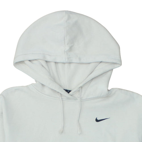 Nike Women White Pullover Hoodie Medium Cotton Blend Logo Casual